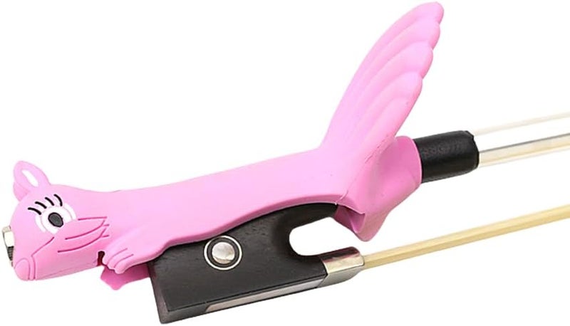 Conboxus Violin/Viola Bow Holder Violin Bow Grip For Beginner Violin Holder Teaching Aid Accessory Soft protect finger Cute squirrel-shaped Bright Colors (pink) - Image 1